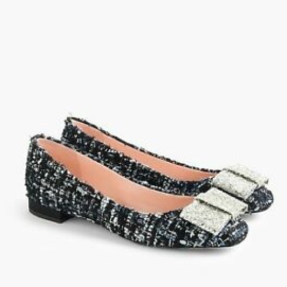 J. Crew Black and White Tweed Flats - Picture 1 of 3